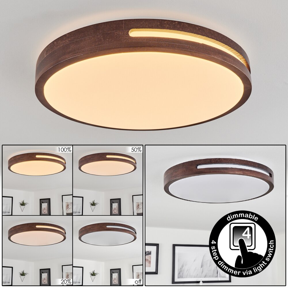 Tikkala Taklampa LED Trä mörkt, Vit, 1-ljuskällor main product photo