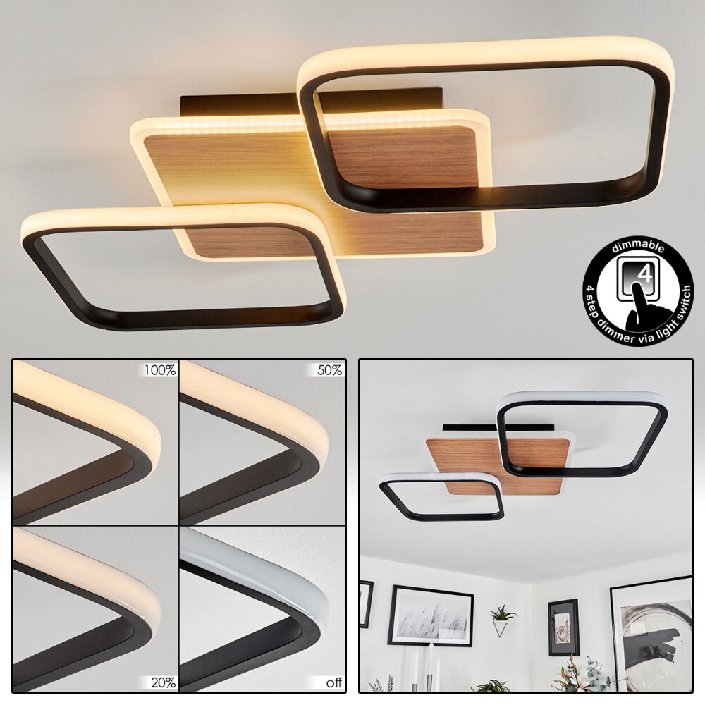 Tiutiella Taklampa LED Brun, träoptik, Svart, 1-ljuskällor main product photo