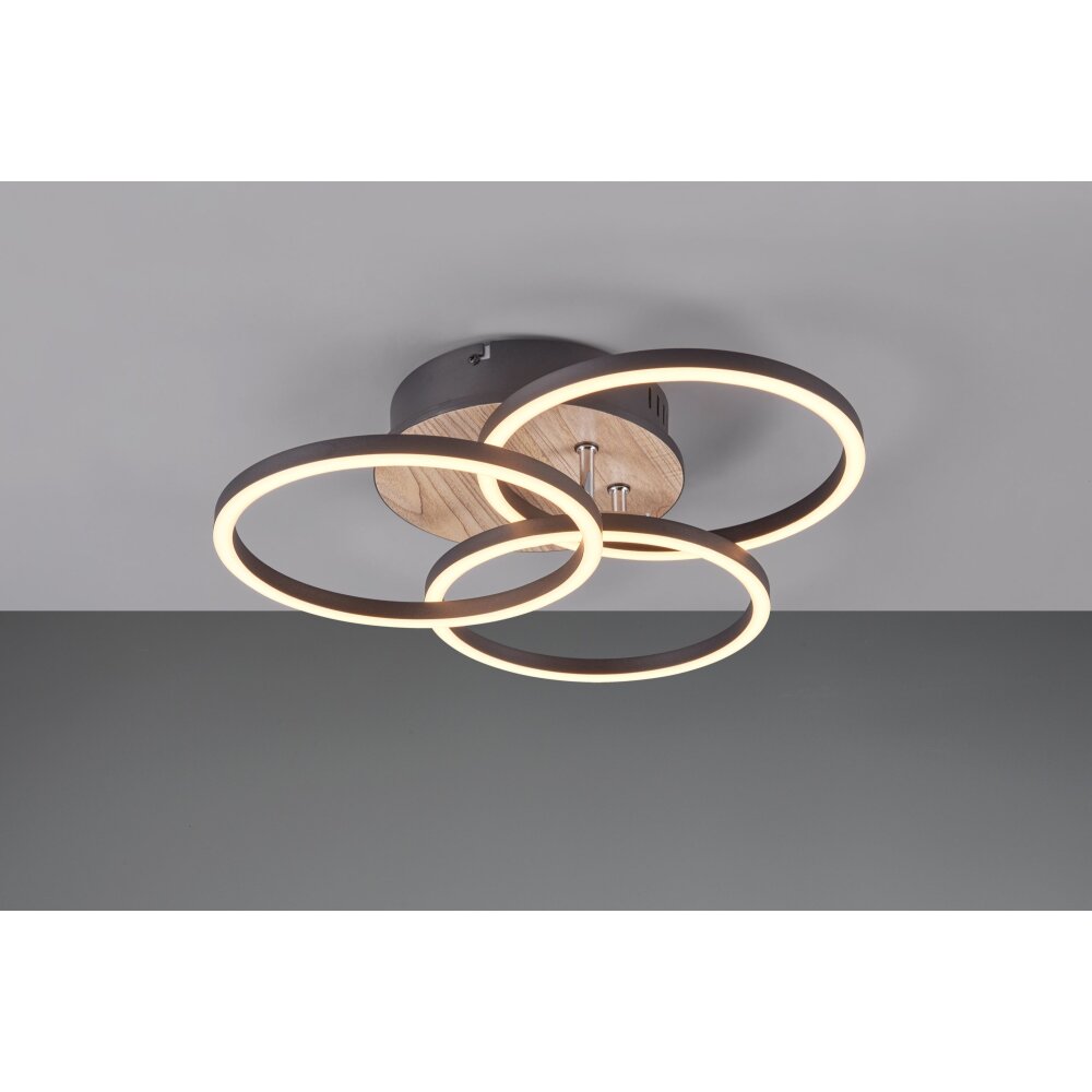Reality Circle Taklampa LED träoptik, Svart, 1-ljuskällor, Fjärrkontroll main product photo