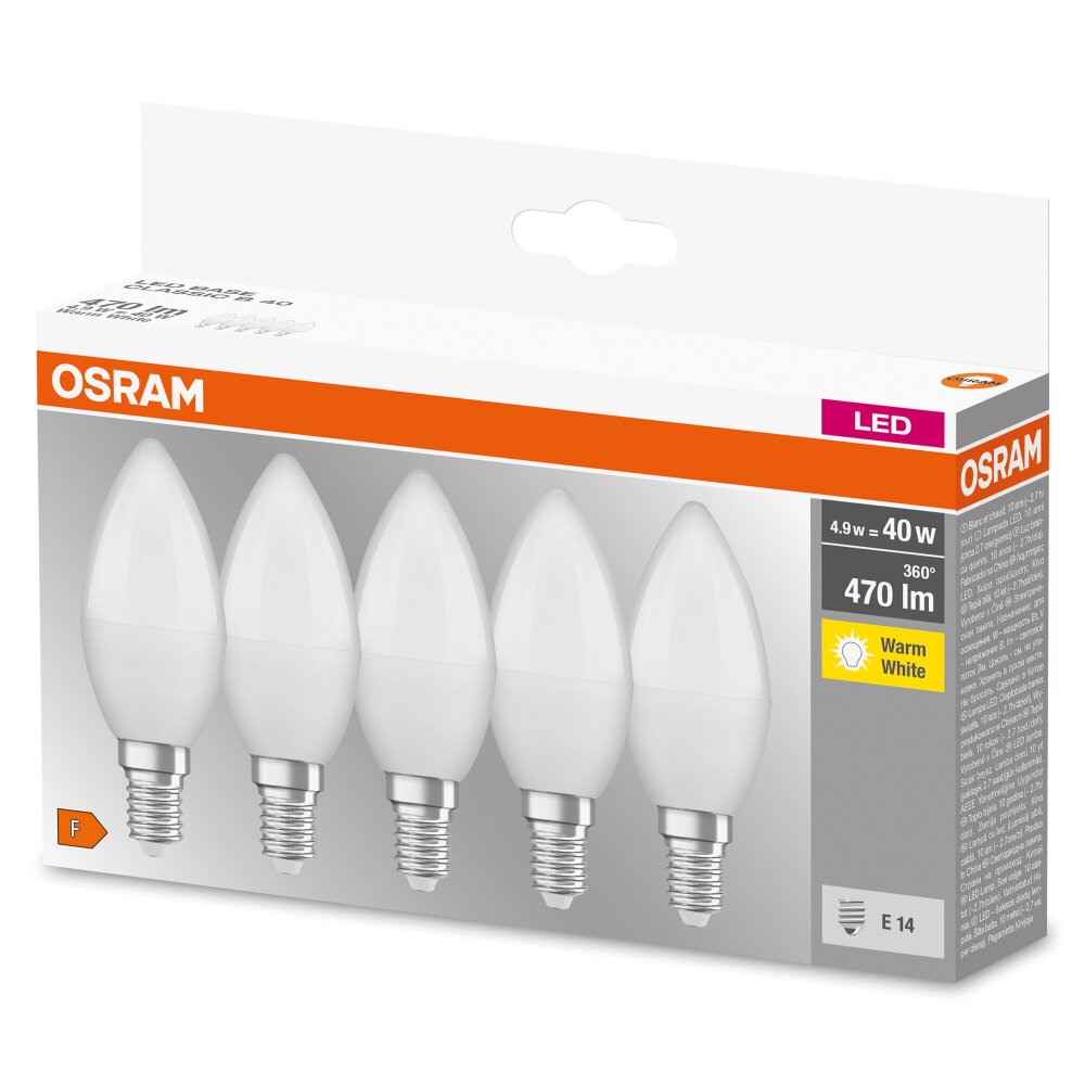 Osram E14 LED 4.9 Watt varmvit 470 Lumen main product photo