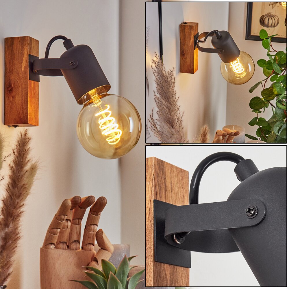 Kouk Vägglampa, Väggspotlight Naturfärger, Svart, 1-ljuskällor main product photo