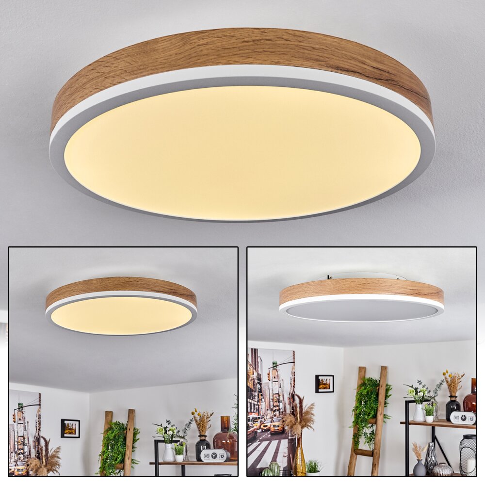 Salmi Taklampa LED Brun, träoptik, Vit, 1-ljuskällor main product photo