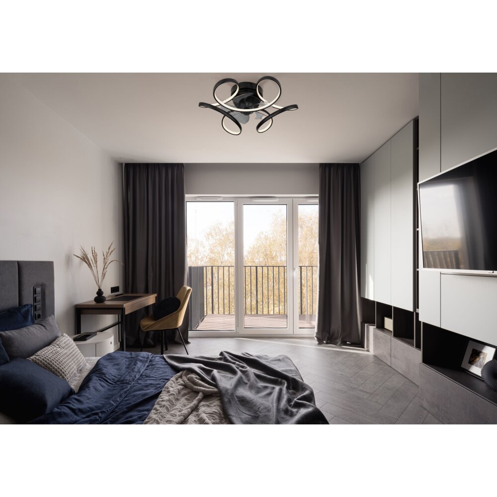 Globo LORIS Takfläkt med belysning LED Svart, 1-ljuskällor, Fjärrkontroll main product photo