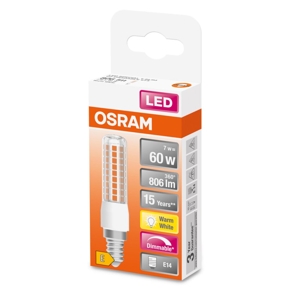 Ledvance E14 LED 7 Watt varmvit dimbar 806 Lumen main product photo