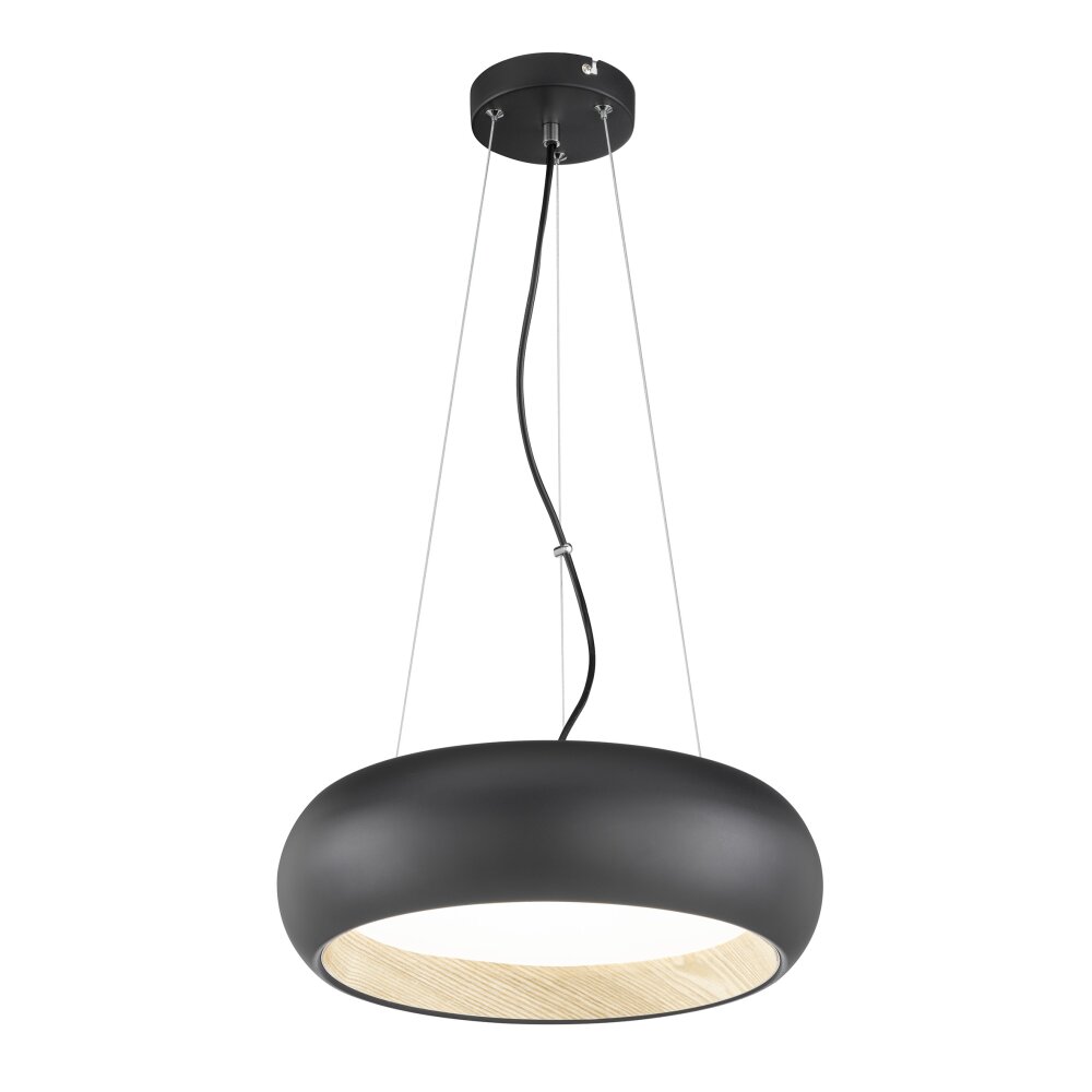 SCHÖNER WOHNEN kollektion Wood Pendelbelysning LED träoptik, Svart, 1-ljuskällor main product photo