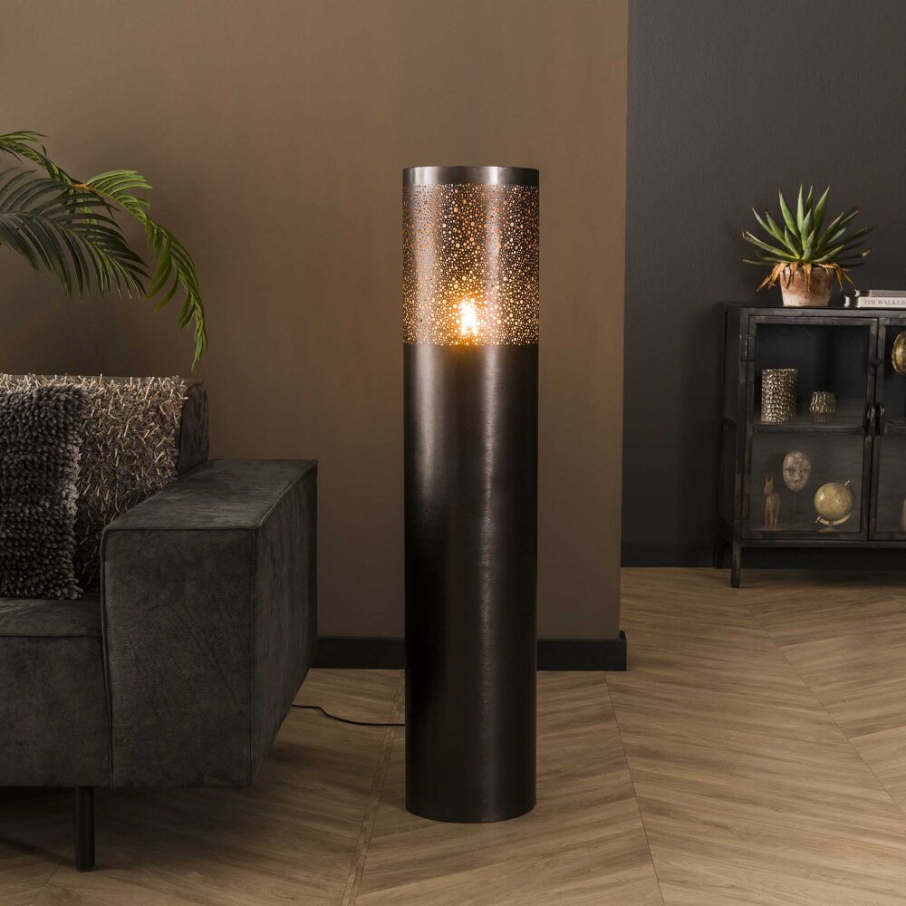 Cylinder Golvlampa Nickel matt, Svart, 1-ljuskällor main product photo