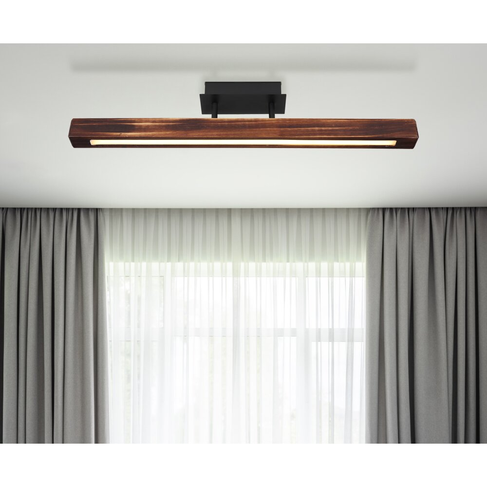 Globo TIBEON Taklampa LED Trä mörkt, Svart, 1-ljuskällor main product photo