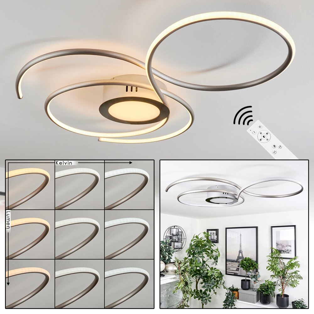 Olok Taklampa LED Silver, Vit, 1-ljuskällor, Fjärrkontroll main product photo