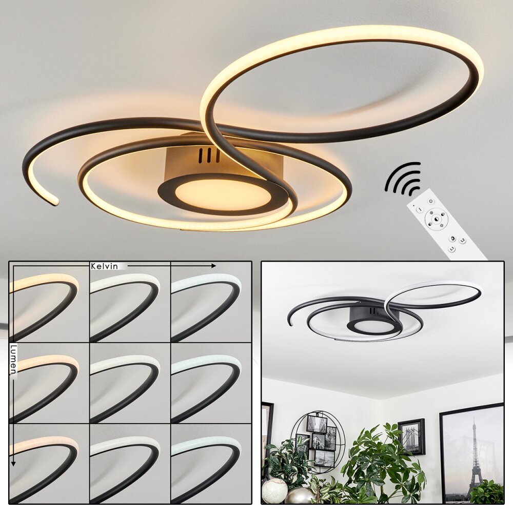 Olok Taklampa LED Svart, 1-ljuskällor, Fjärrkontroll main product photo