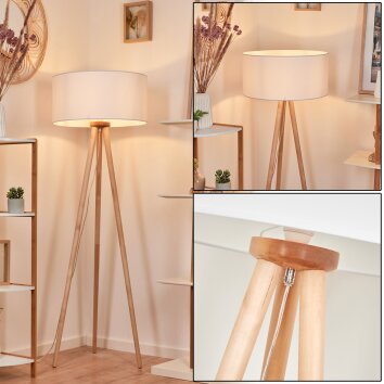 Saladillo Golvlampa Trä ljus, Vit, 1-ljuskällor Saladillo Golvlampa Trä ljus, Vit, 1-ljuskällor