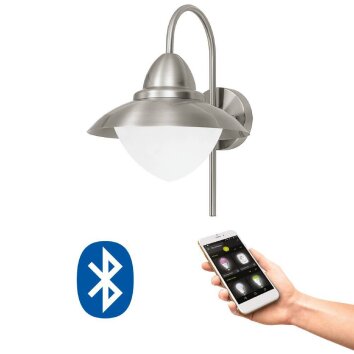 Eglo SIDNEY vägglampa utomhus, Taklampa LED Färg i rostfritt stål, 1-ljuskällor, Fjärrkontroll, Färgväxlare