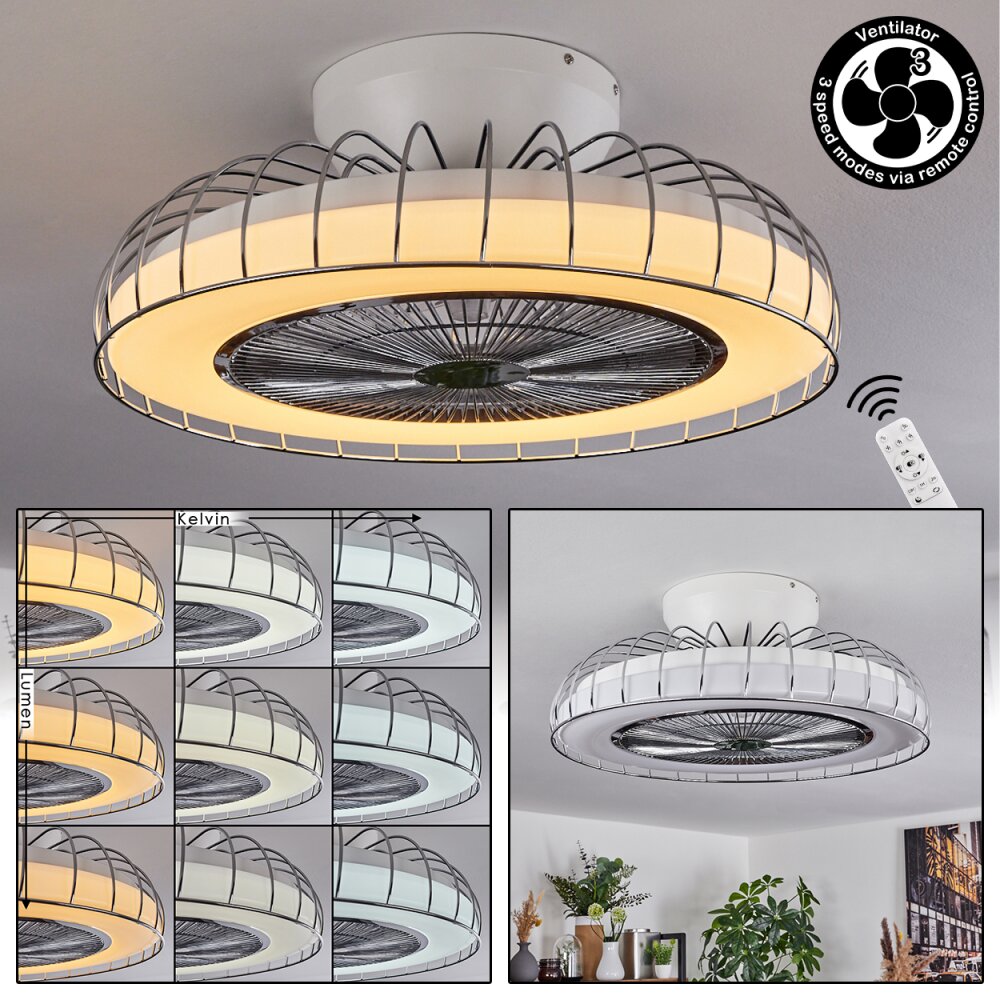 Burmeister Takfläkt med belysning LED Vit, 1-ljuskällor, Fjärrkontroll main product photo