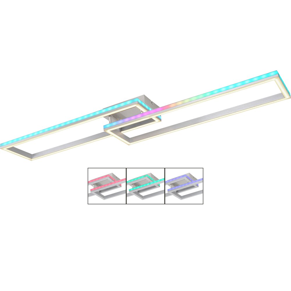 Globo SALMOS Taklampa LED Aluminium, Grått, Silver, 2-ljuskällor, Fjärrkontroll, Färgväxlare main product photo