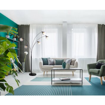 Globo SEYMOUR Golvlampa, Läslampa, Båglampor Svart, 5-ljuskällor