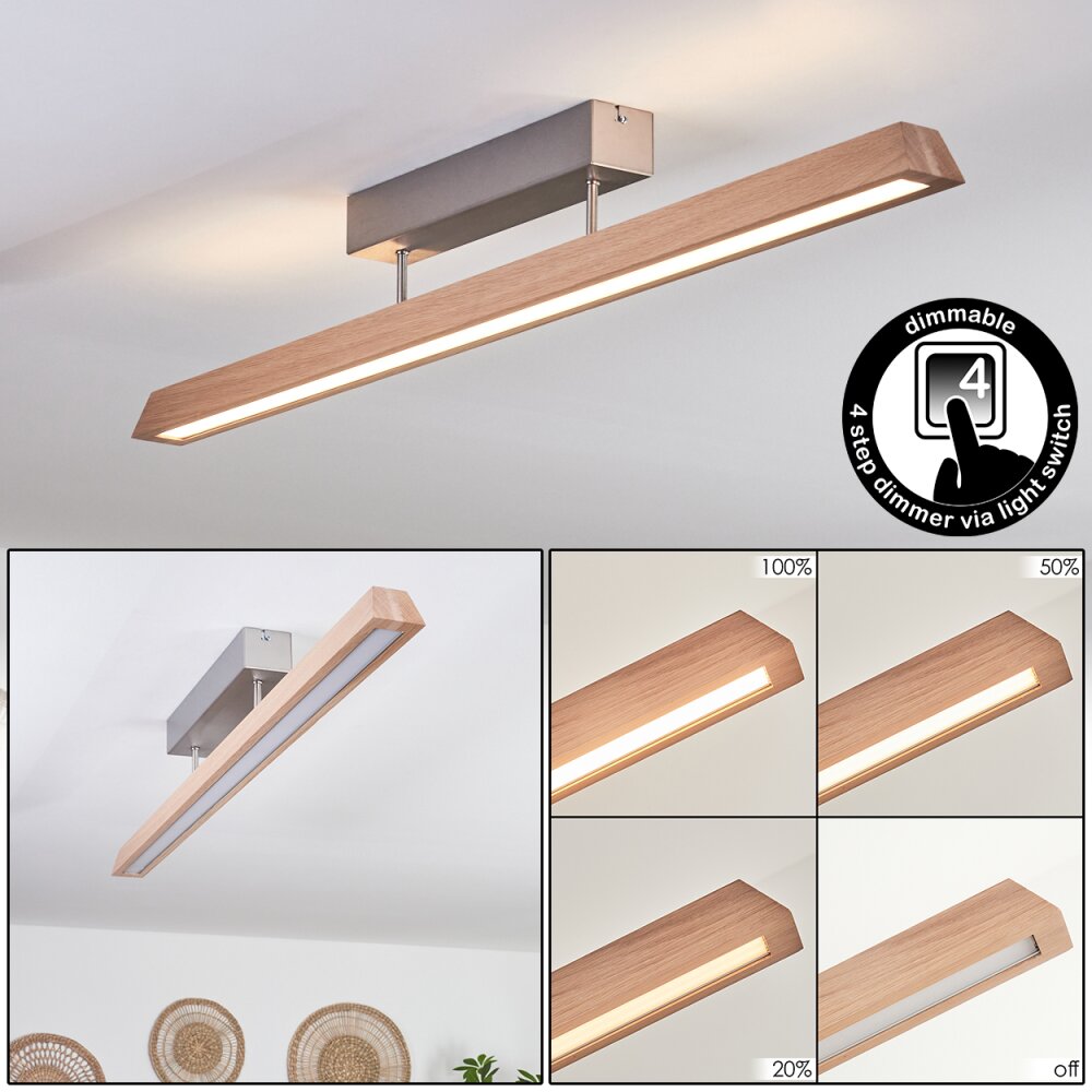 Llevallol Taklampa LED Naturfärger, Nickel matt, 1-ljuskällor main product photo