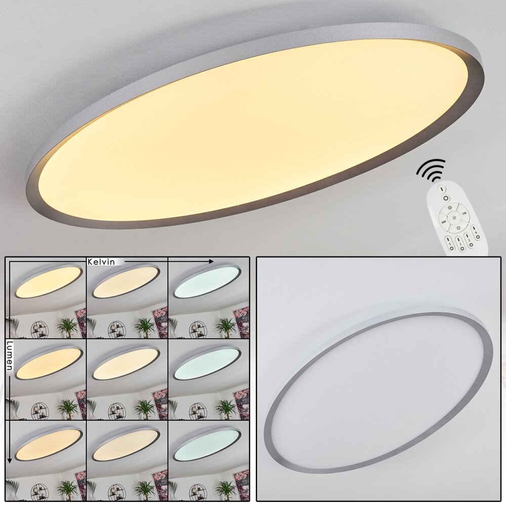 Kombito Taklampa, Panel LED Silver, Vit, 1-ljuskällor, Fjärrkontroll main product photo