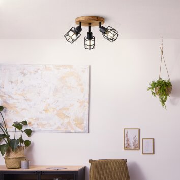 Brilliant Lampor Gwen Taklampa, Takstrålkastare Trä mörkt, 3-ljuskällor