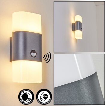 Belerda vägglampa utomhus, Up & Down Lampa LED Antracit, 2-ljuskällor, Rörelsedetektor Belerda vägglampa utomhus, Up & Down Lampa LED Antracit, 2-ljuskällor, Rörelsedetektor