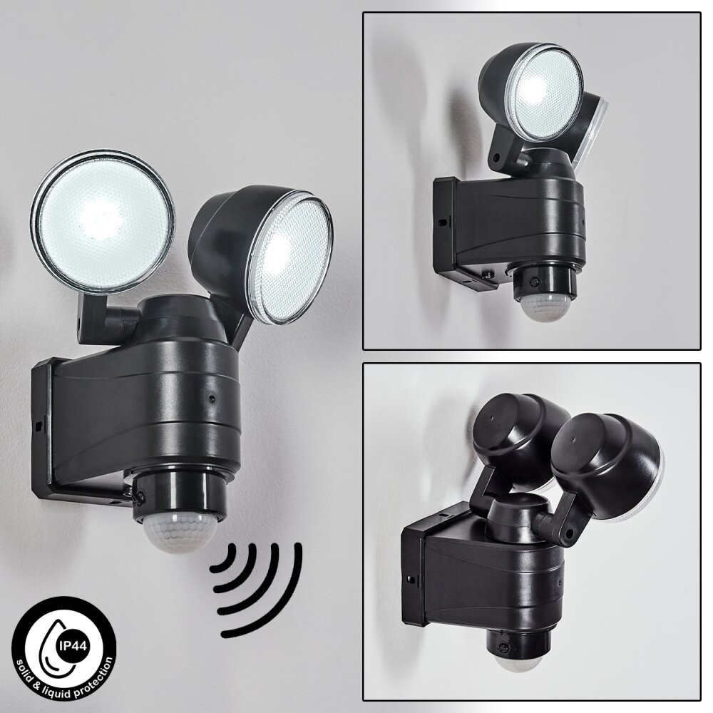 Anyarhwi vägglampa utomhus LED Svart, 2-ljuskällor, Rörelsedetektor main product photo