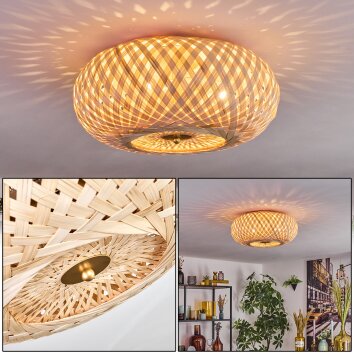 Bauro Taklampa 40 cm Mässing, Naturfärger, 3-ljuskällor