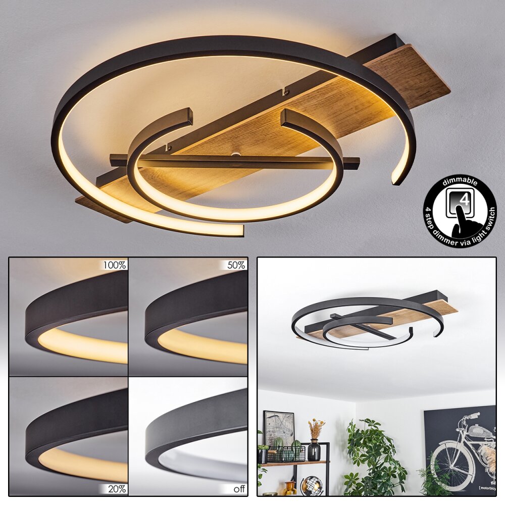 Gauvin Taklampa LED Brun, träoptik, Svart, 1-ljuskällor main product photo