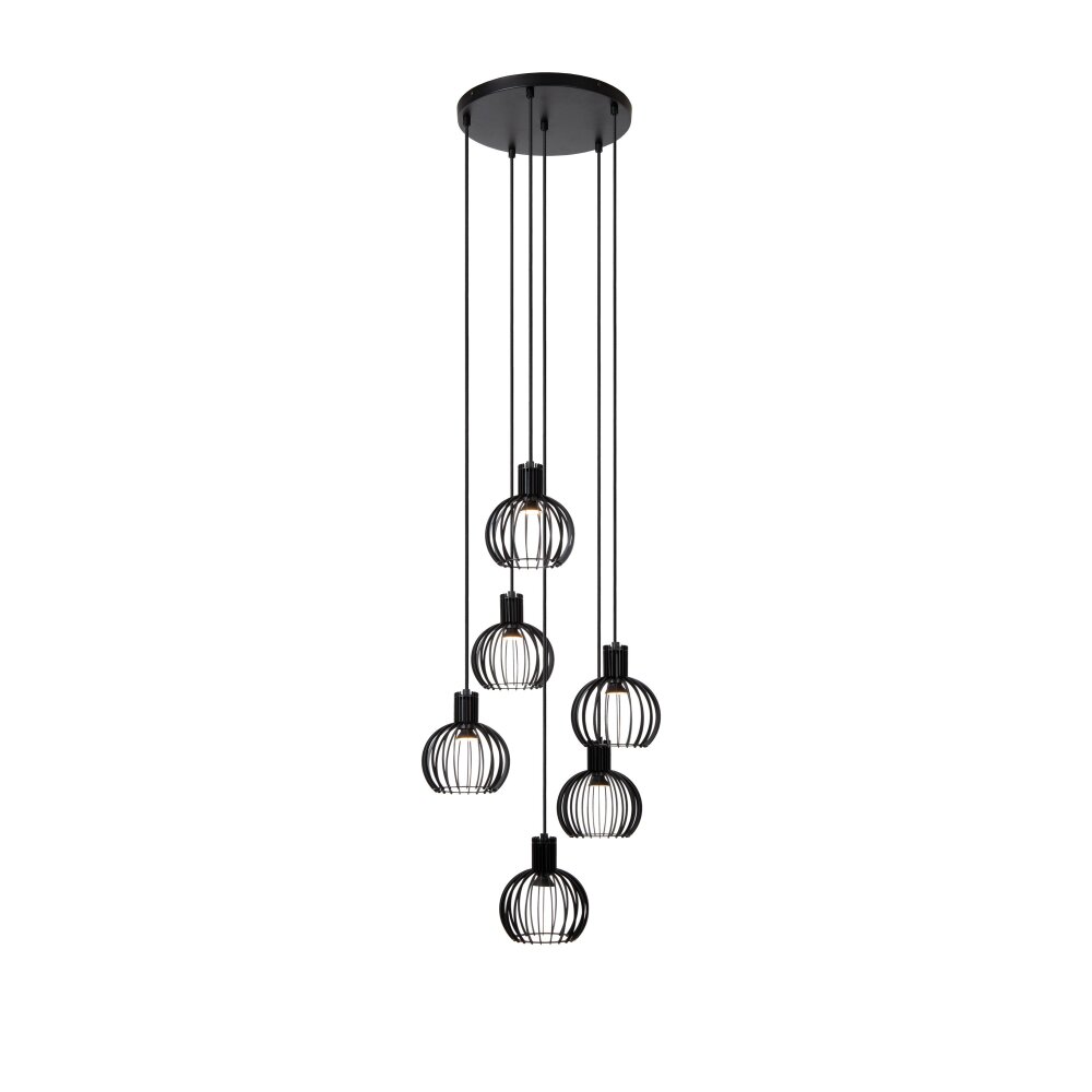 Lucide MIKAELA Pendelbelysning Svart, 6-ljuskällor main product photo