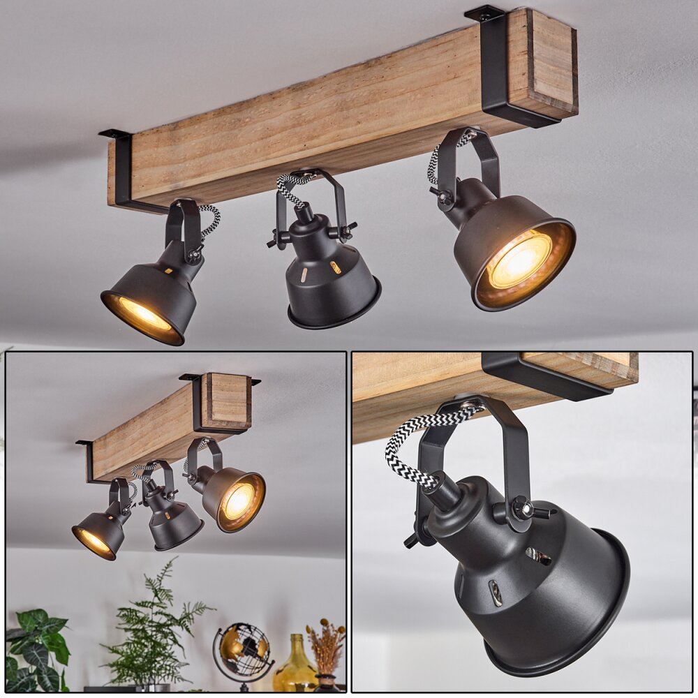 Safari Taklampa Naturfärger, Svart, 3-ljuskällor main product photo