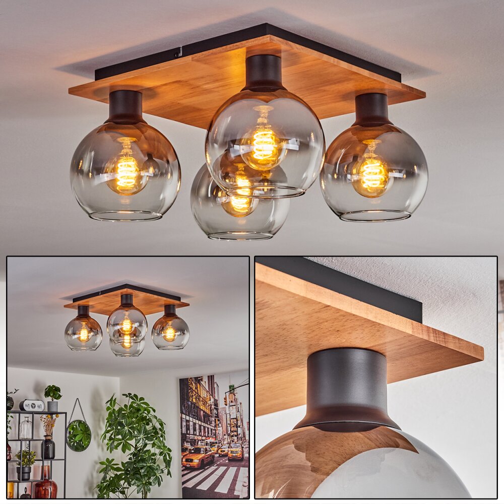 Koyoto Taklampa 15 cm Naturfärger, Svart, 4-ljuskällor main product photo