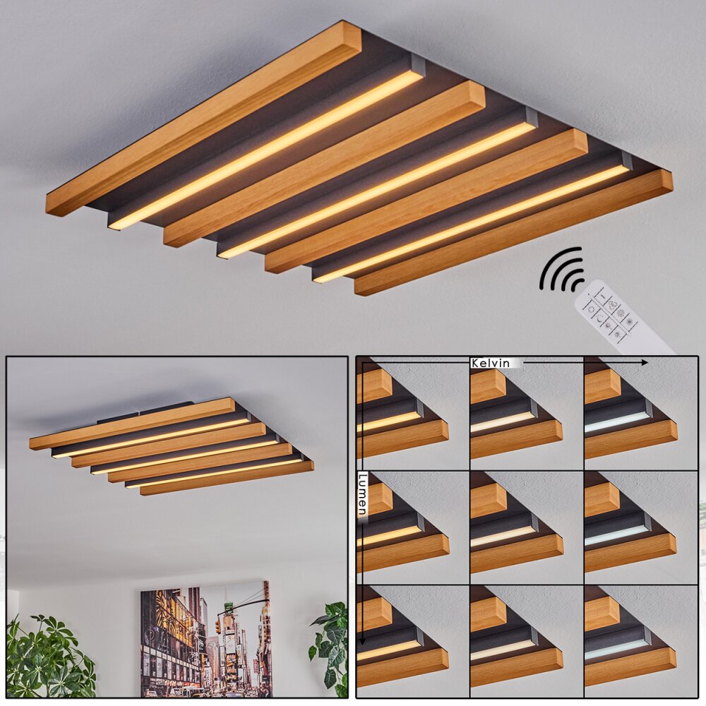 Favorina Taklampa, Panel LED Naturfärger, Svart, 1-ljuskällor, Fjärrkontroll main product photo
