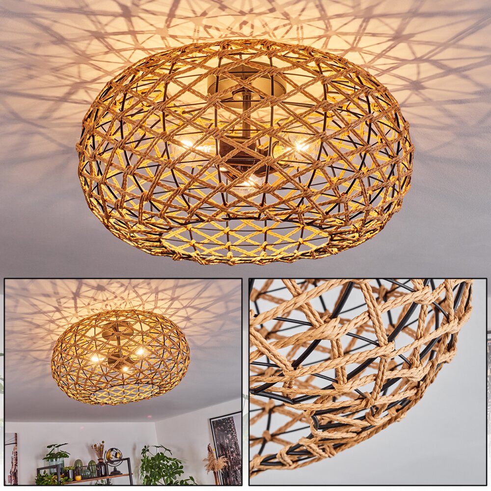 Mulstrand Taklampa Naturfärger, Svart, 3-ljuskällor main product photo
