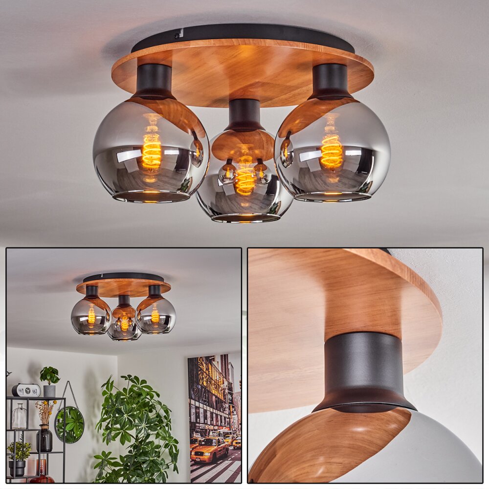 Koyoto Taklampa 30 cm Naturfärger, Svart, 3-ljuskällor main product photo