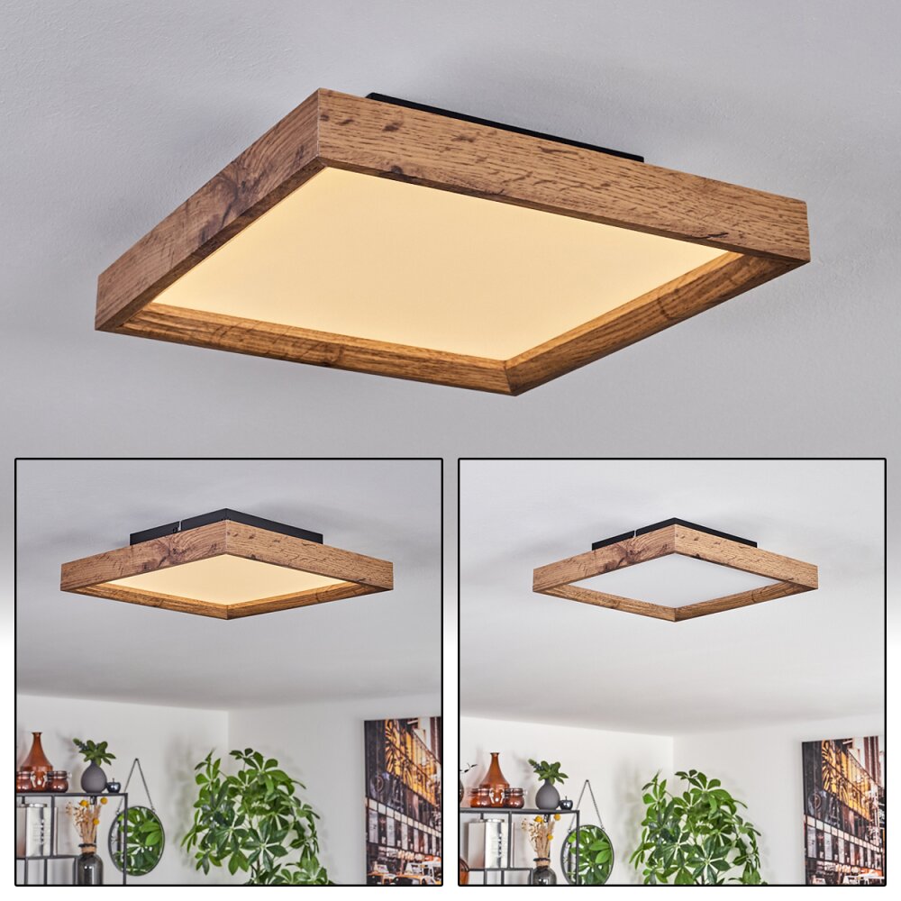 Longvic Taklampa, Panel LED Brun, träoptik, Svart, 1-ljuskällor main product photo