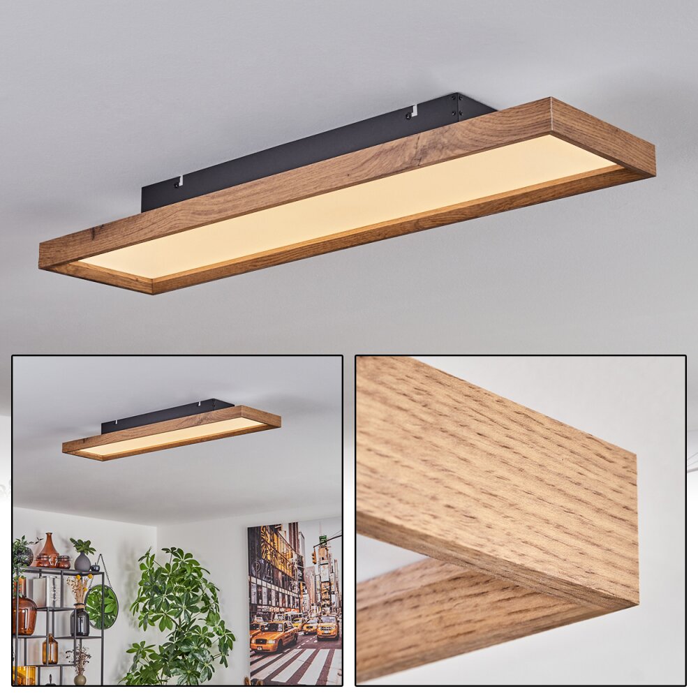 Longvic Taklampa, Panel LED Brun, träoptik, Svart, 1-ljuskällor main product photo