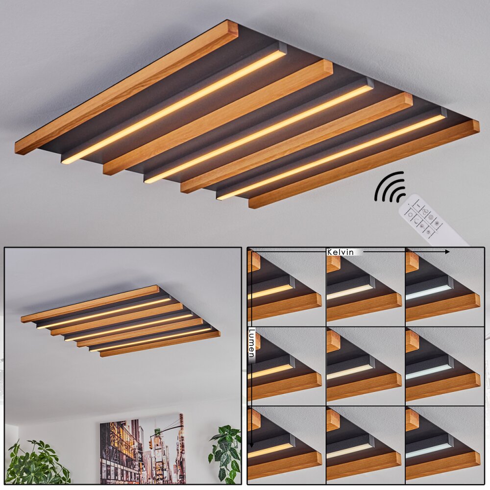 Favorina Taklampa, Panel LED Naturfärger, Svart, 1-ljuskällor, Fjärrkontroll main product photo