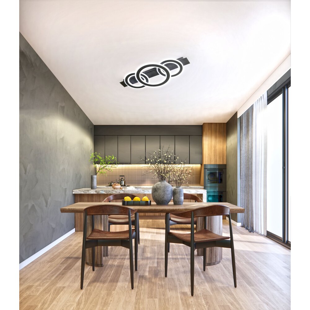 Honsel Lampor Circle Taklampa LED Svart, 1-ljuskällor, Fjärrkontroll main product photo