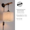 Leuchten Direkt SOFIE Vägglampa Naturfärger, Svart, 1-ljuskällor
