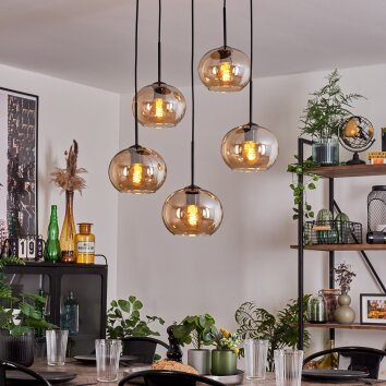 Apedo Pendellampa Amber, 5-ljuskällor