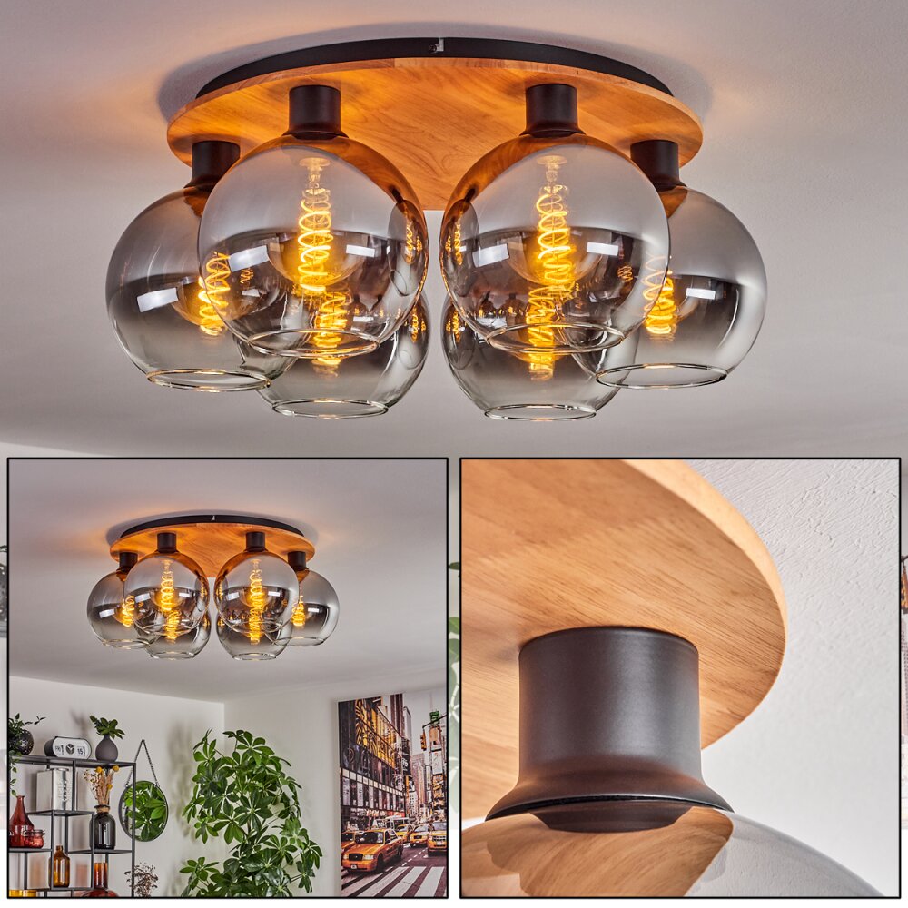 Koyoto Taklampa 45 cm Naturfärger, Svart, 6-ljuskällor main product photo