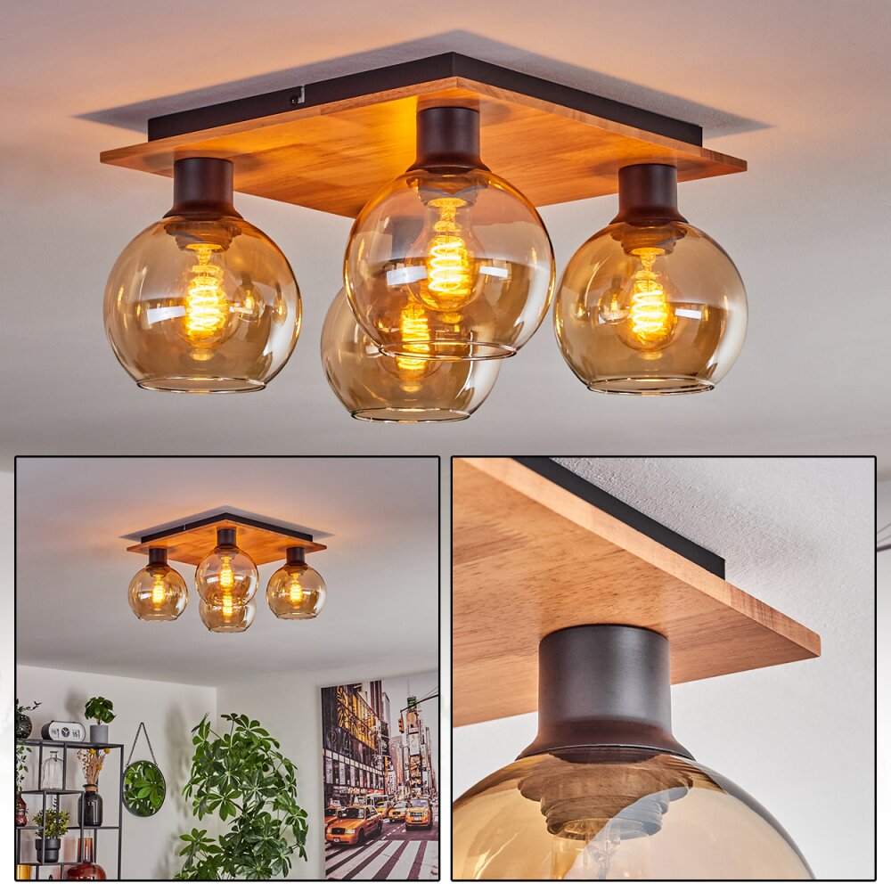 Koyoto Taklampa 15 cm Naturfärger, Svart, 4-ljuskällor main product photo