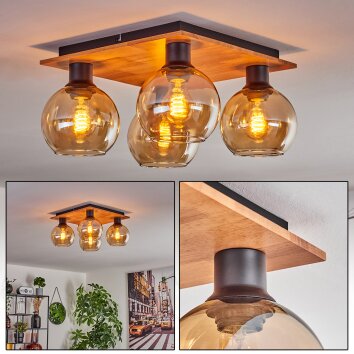 Koyoto Taklampa 15 cm Naturfärger, Svart, 4-ljuskällor Koyoto Taklampa 15 cm Naturfärger, Svart, 4-ljuskällor
