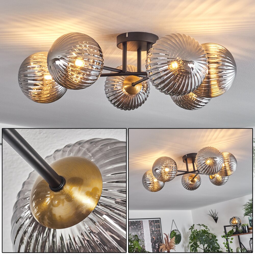Chehalis Taklampa 62 cm Guld, Svart, 6-ljuskällor main product photo