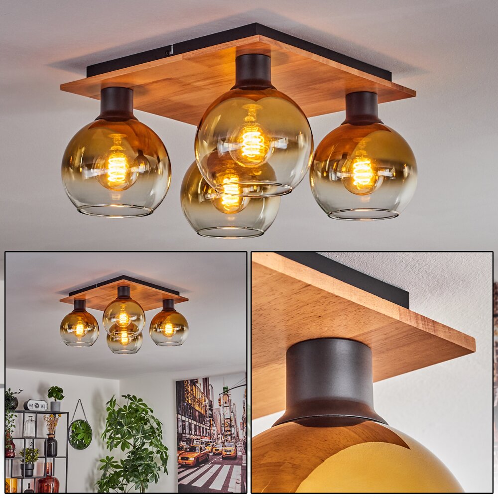 Koyoto Taklampa 15 cm Naturfärger, Svart, 4-ljuskällor main product photo