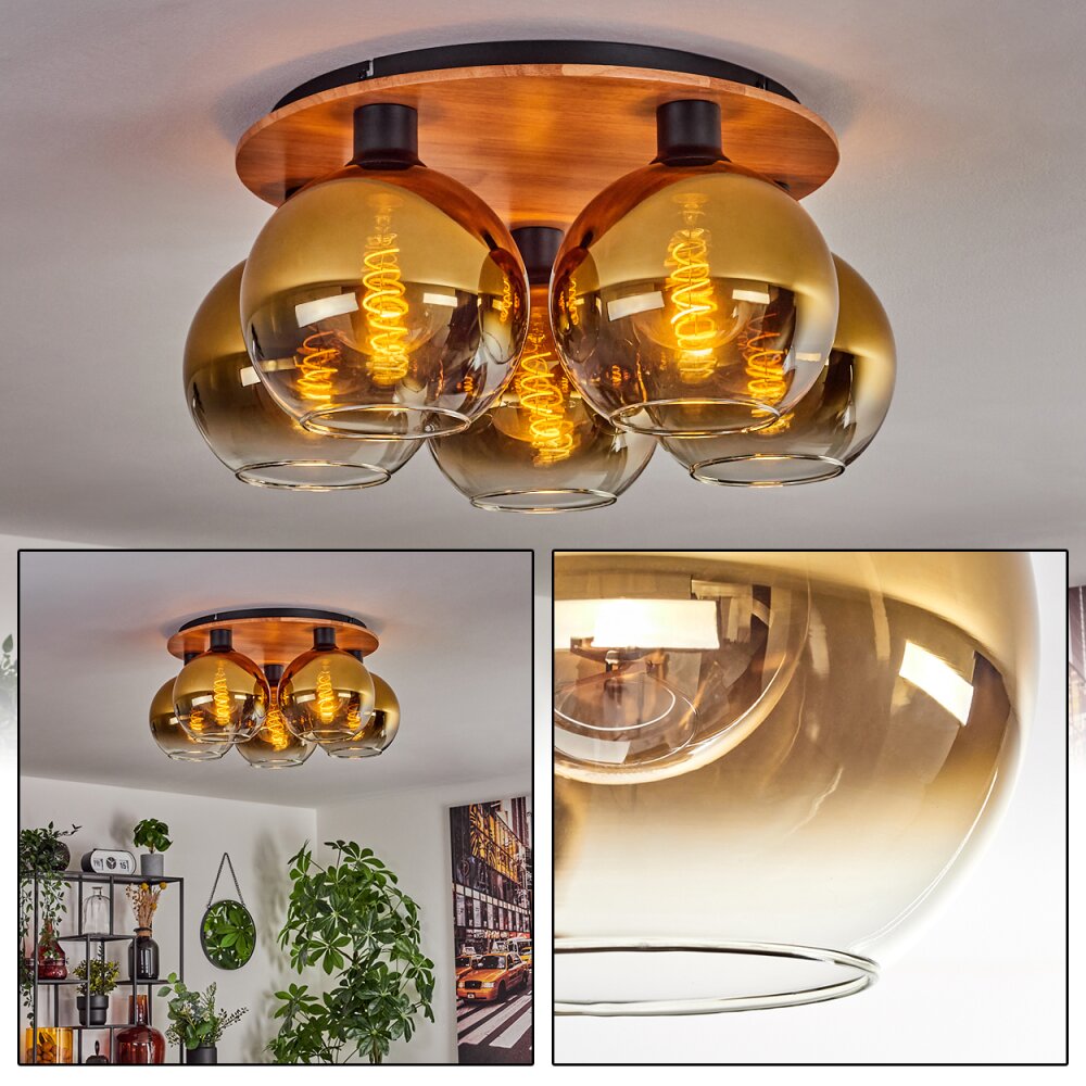 Koyoto Taklampa 45 cm Naturfärger, Svart, 5-ljuskällor main product photo