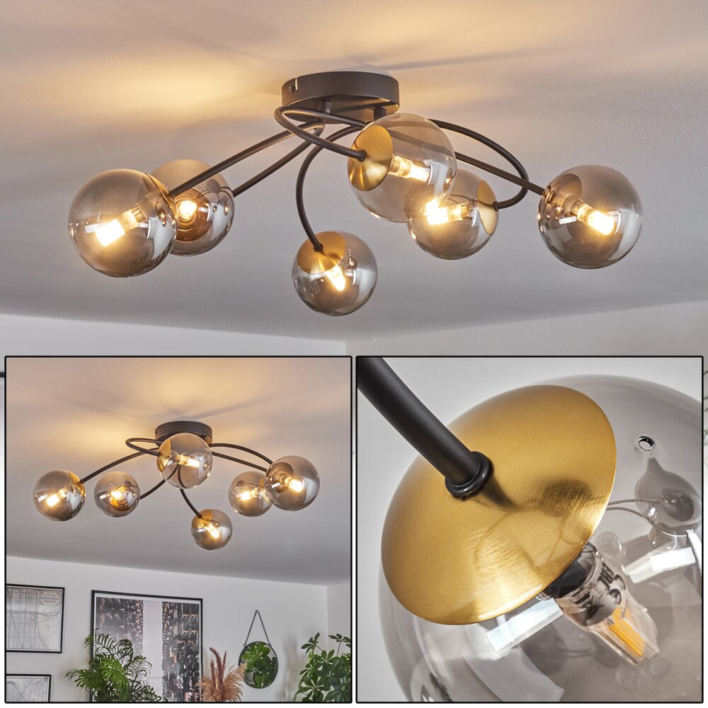 Chehalis Taklampa 56 cm Guld, Svart, 6-ljuskällor main product photo