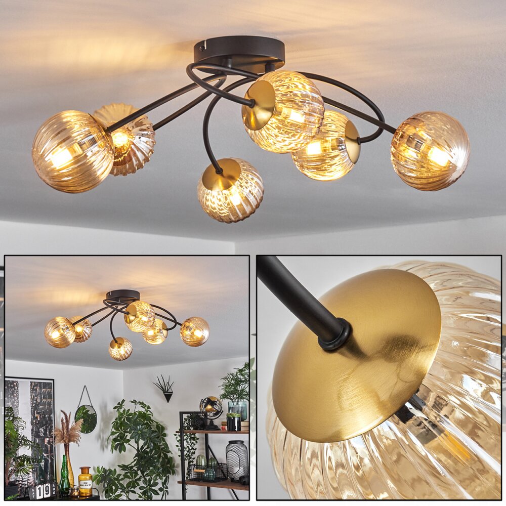 Chehalis Taklampa 64 cm Guld, Svart, 6-ljuskällor main product photo
