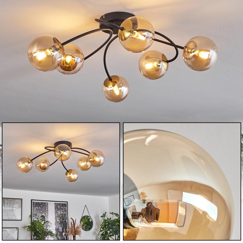 Chehalis Taklampa 56 cm Guld, Svart, 6-ljuskällor main product photo