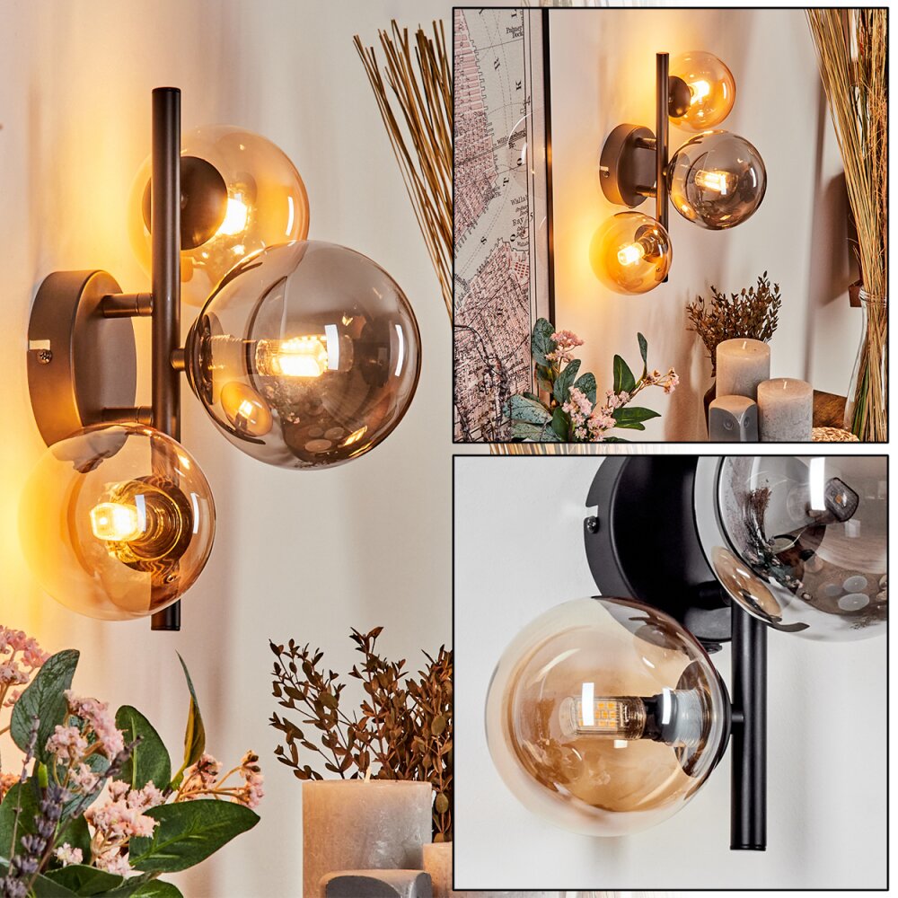 Chehalis Vägglampa Amber, Rökfärger, 3-ljuskällor main product photo