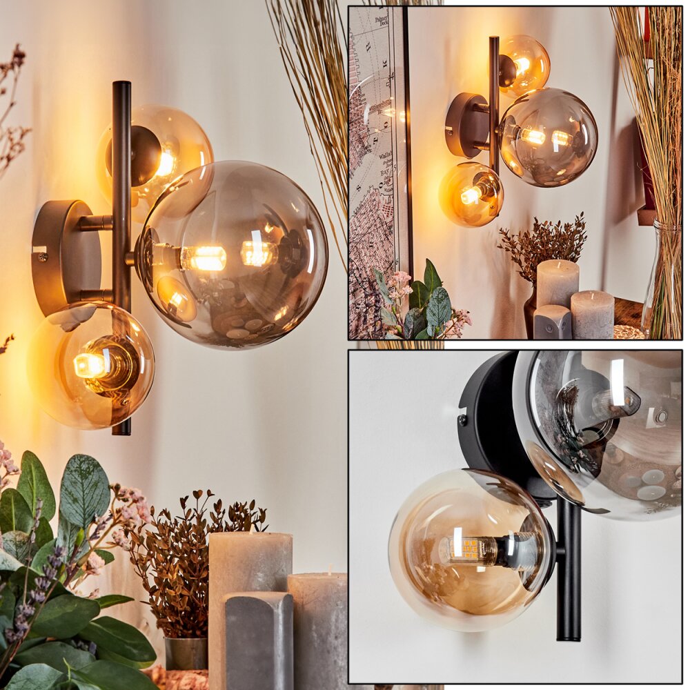 Chehalis Vägglampa Amber, Rökfärger, 3-ljuskällor main product photo