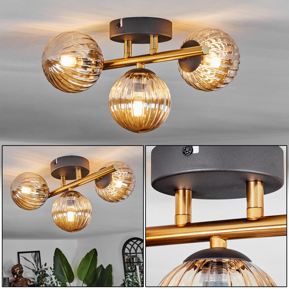 Chehalis Taklampa Guld, Svart, 3-ljuskällor main product photo