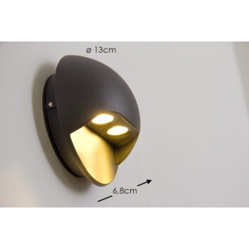 Globo ELARA vägglampa utomhus, Vägglampa LED Grått, 2-ljuskällor